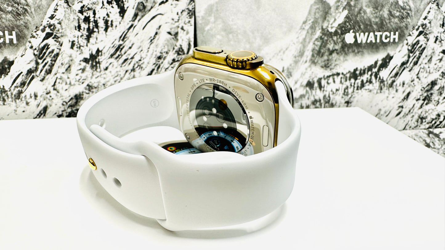 White Sports Band Custom 24k Gold Plated Pin for Apple Watch