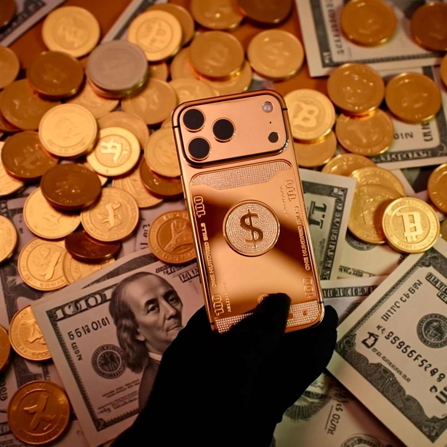 iPhone 17 Pro Max 1 TB | 24 K Gold “Hundred Dollar Edition” with Zircon Inlay