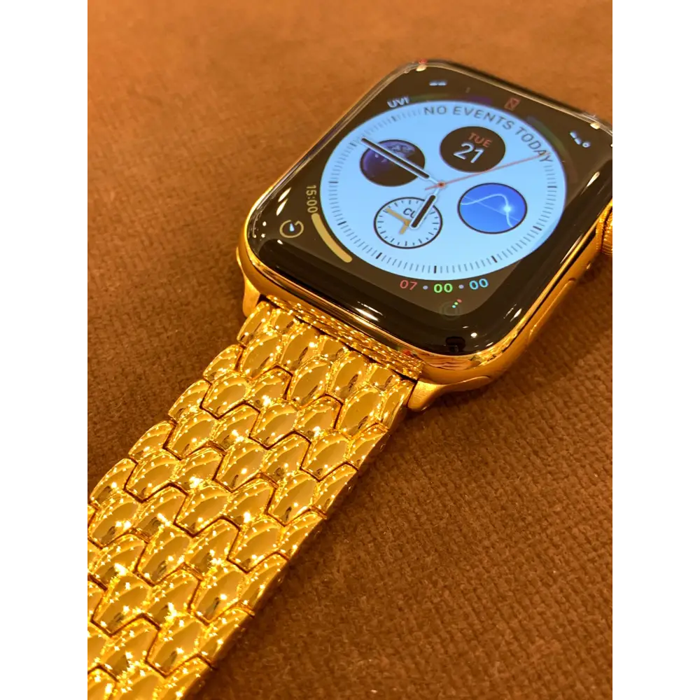 24K Gold Plated 45mm Apple Watch SERIES 9 with 24k Gold Plated Link Band Butterfly Buckle