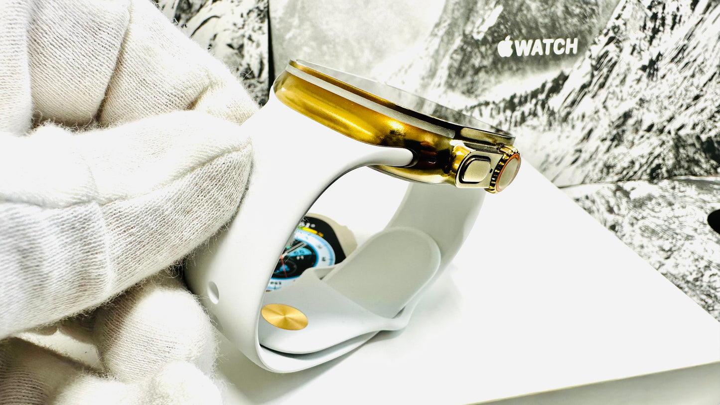 White Sports Band Custom 24k Gold Plated Pin for Apple Watch