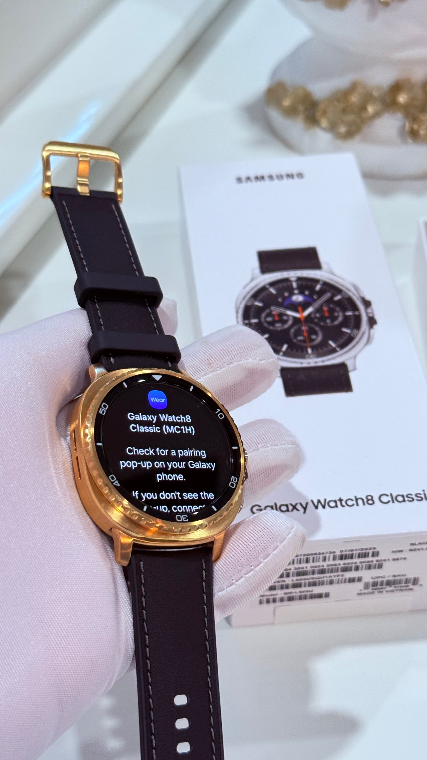 Custom 24k Gold Plated 46mm Samsung Galaxy Watch 8 Classic Black Leather 2 Bands