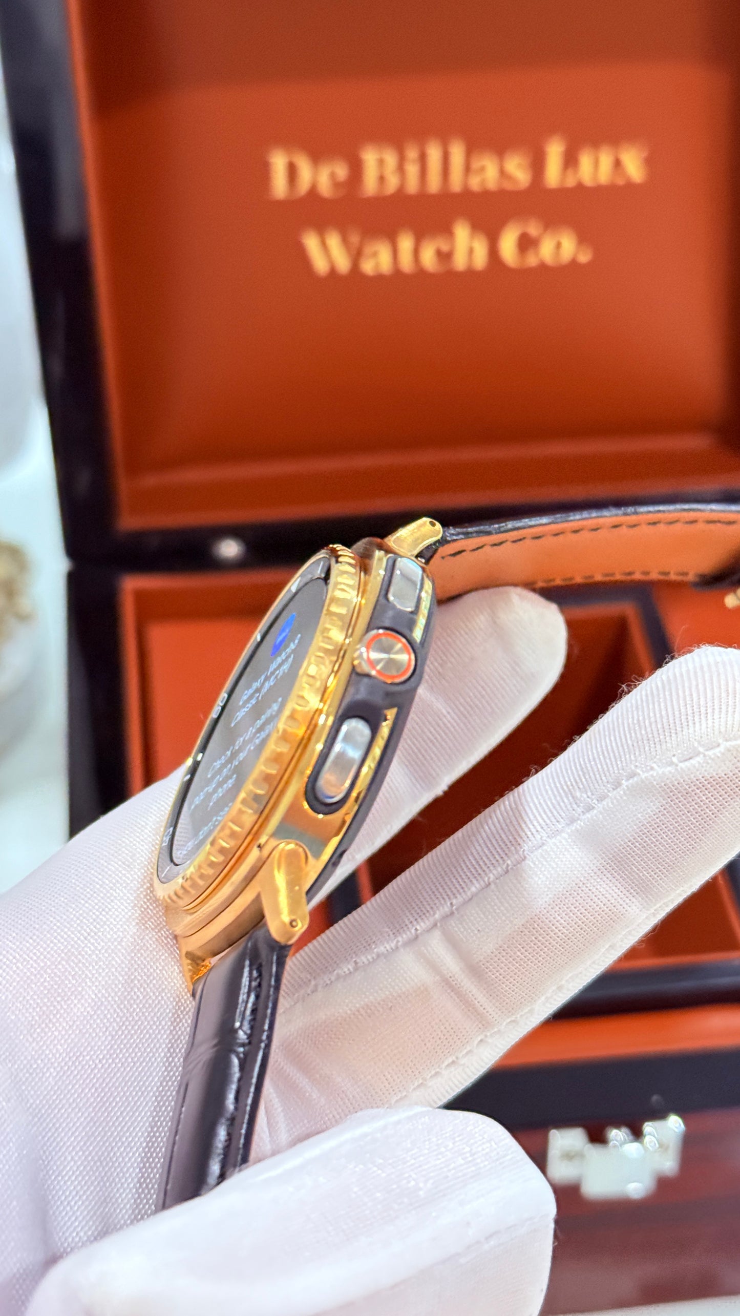 Custom 24k Gold Plated 46mm Samsung Galaxy Watch 8 Classic Black Leather 2 Bands