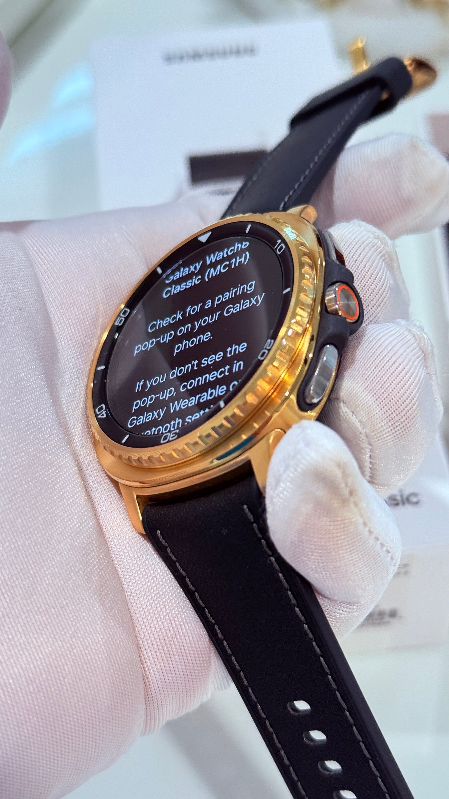 Custom 24k Gold Plated 46mm Samsung Galaxy Watch 8 Classic Black Leather 2 Bands