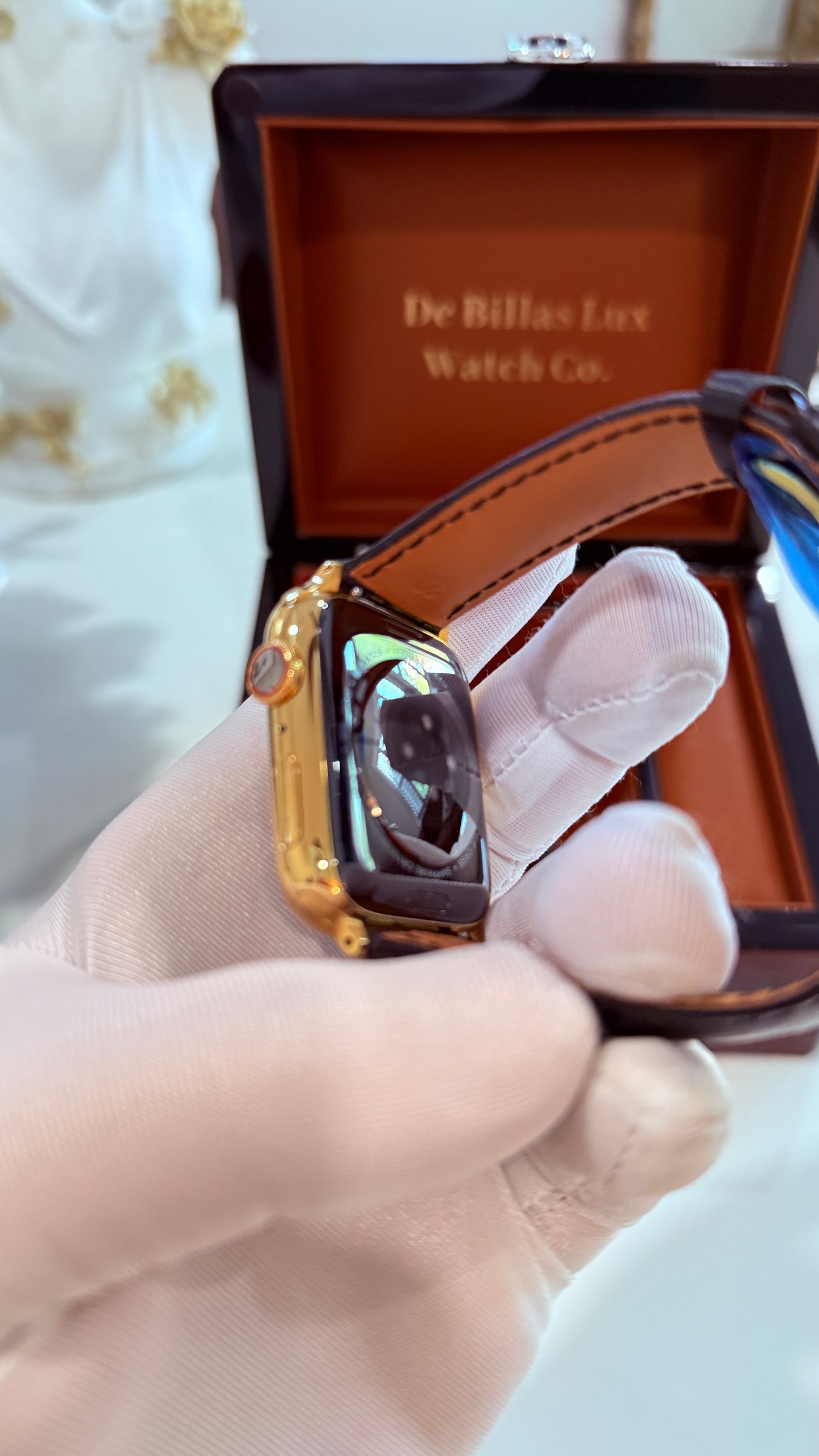 Custom Black Alligator Leather Band 24k Gold Deployment Buckle - Band Only