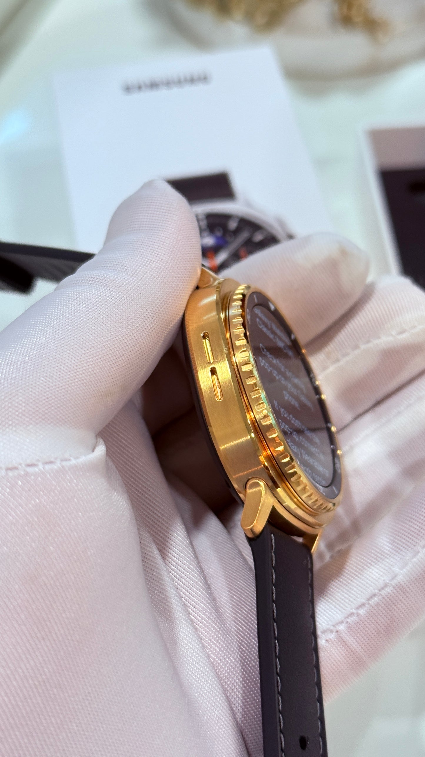 Custom 24k Gold Plated 46mm Samsung Galaxy Watch 8 Classic Black Leather 2 Bands