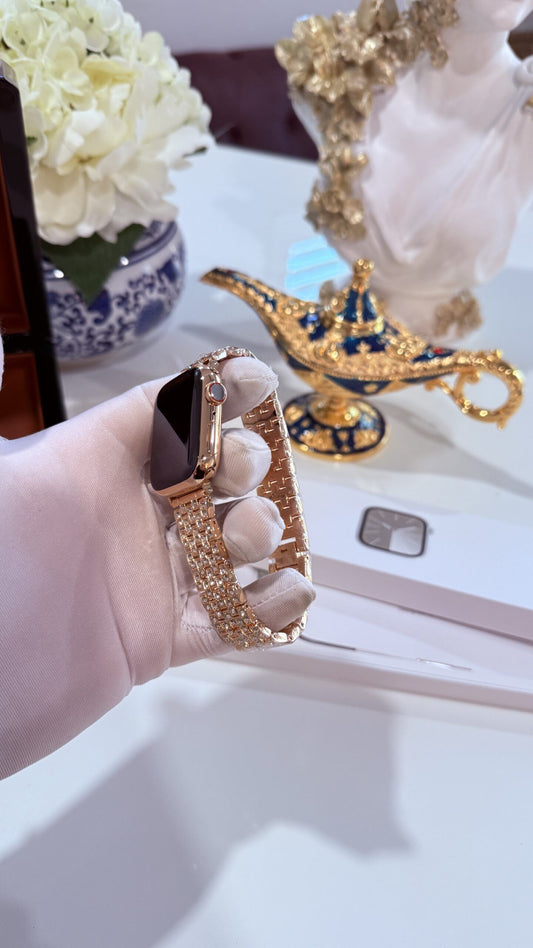 Custom 24k Rose Gold Apple Watch Series 9 Rose Band