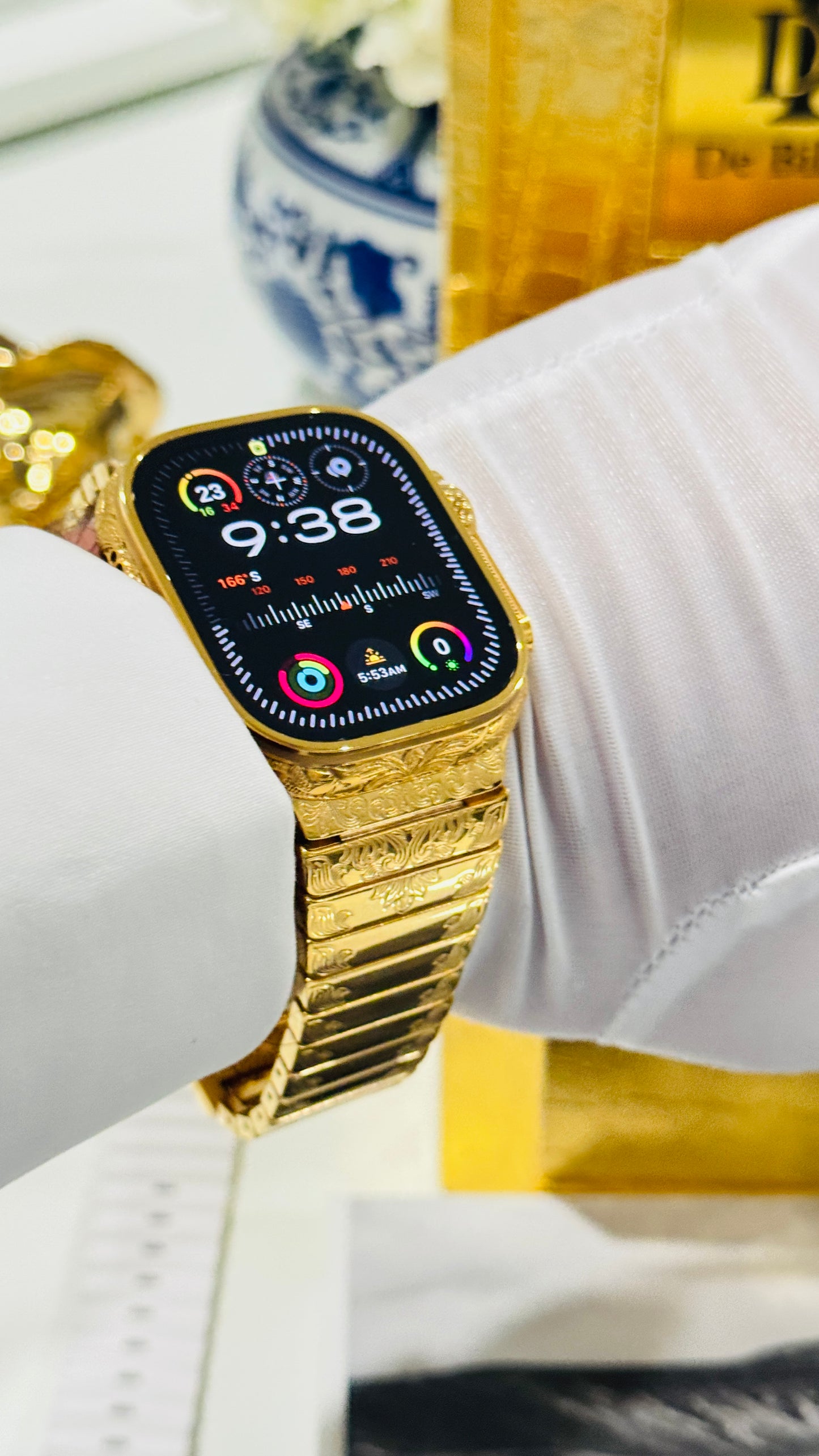 Custom 24k Gold Engraved 49mm Apple Watch ULTRA 2 24k Gold Engraved Link Band