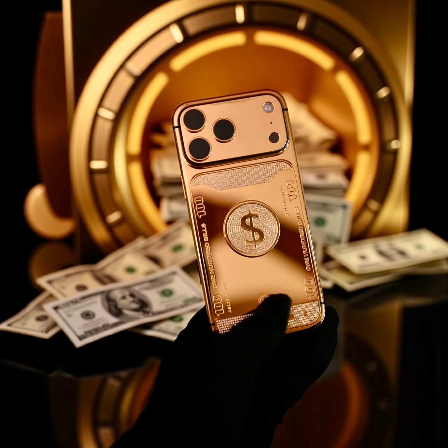iPhone 17 Pro Max 1 TB | 24 K Gold “Hundred Dollar Edition” with Zircon Inlay