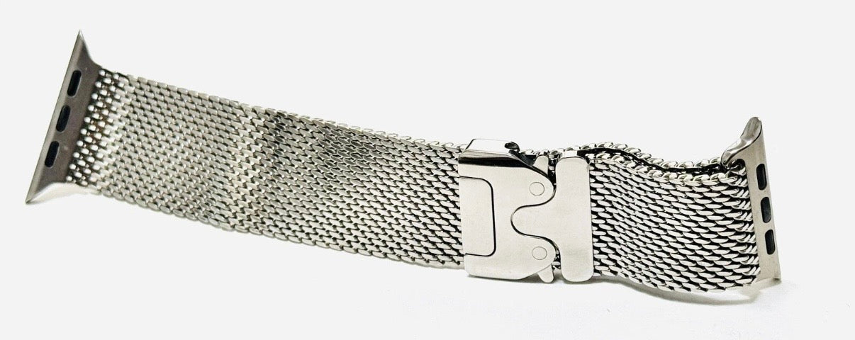Custom Polished Authentic Apple Titanium Milanese Loop Band for Apple Watch Ultra and Series 44 45 49mm – Silver
