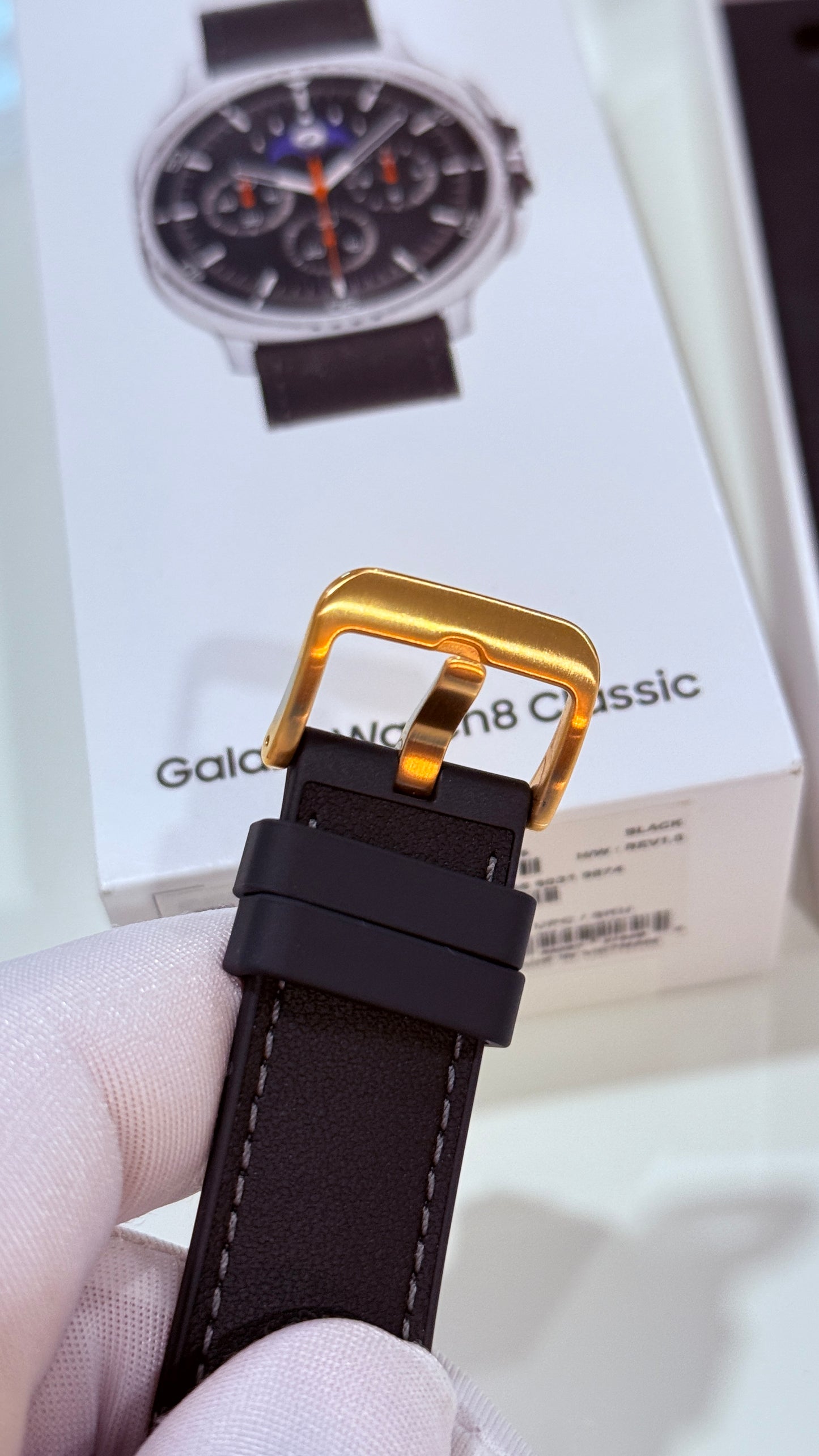 Custom 24k Gold Plated 46mm Samsung Galaxy Watch 8 Classic Black Leather 2 Bands