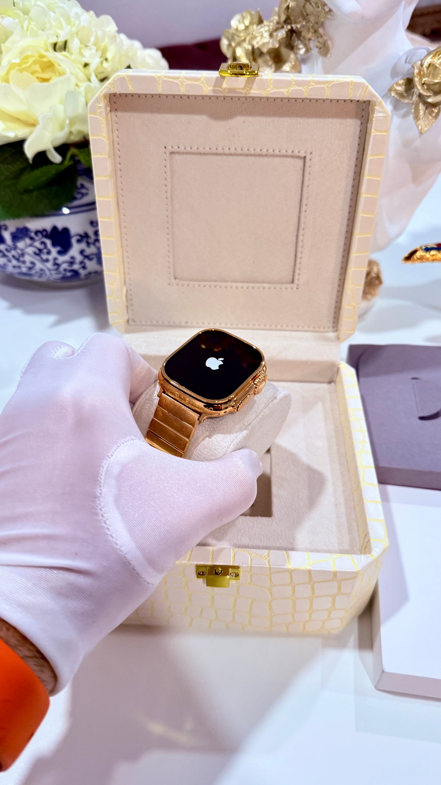 Apple Watch Ultra 3 Custom 24K Gold Polished Engraved Edition with Matching Gold Bracelet