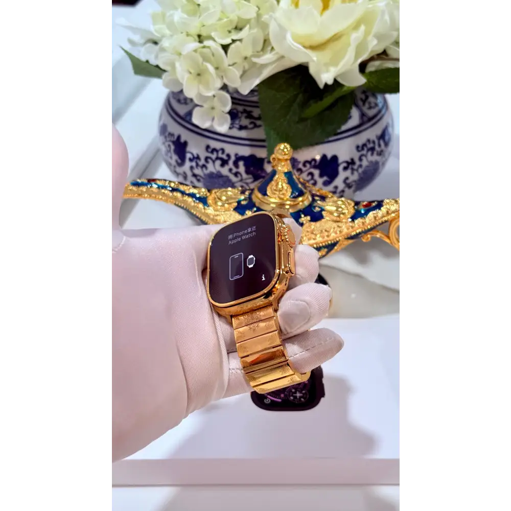 De Billas Lux Custom 24K Gold Engraved Apple Watch Ultra Gold Band — product image 2