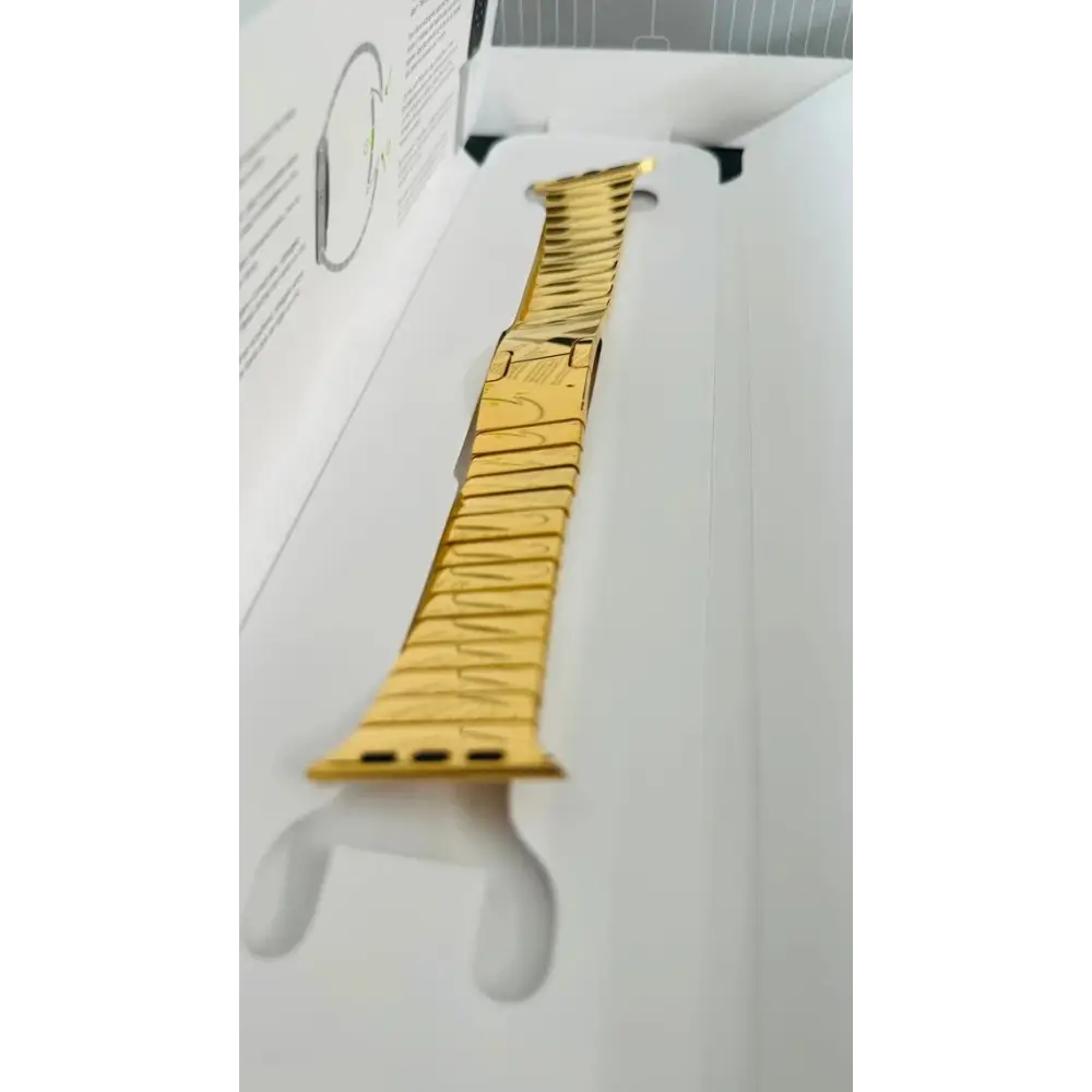Authentic Apple Link Band Custom Polished and 24k Gold Plated fits Any Apple Watch Series size 42 44 45 49 and the Ultra 1 and 2 49mm