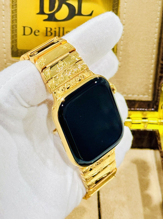 Custom 24k Gold Apple Watch Series 10 46mm Engraved 24k Gold Band