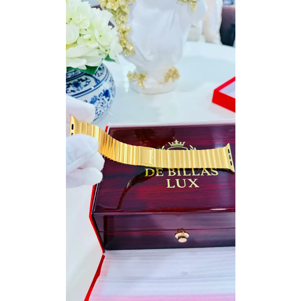 Custom 24k Gold Link Band for Apple Watch Any Series 44 45 46 and Ultra 1 2 3 - Band