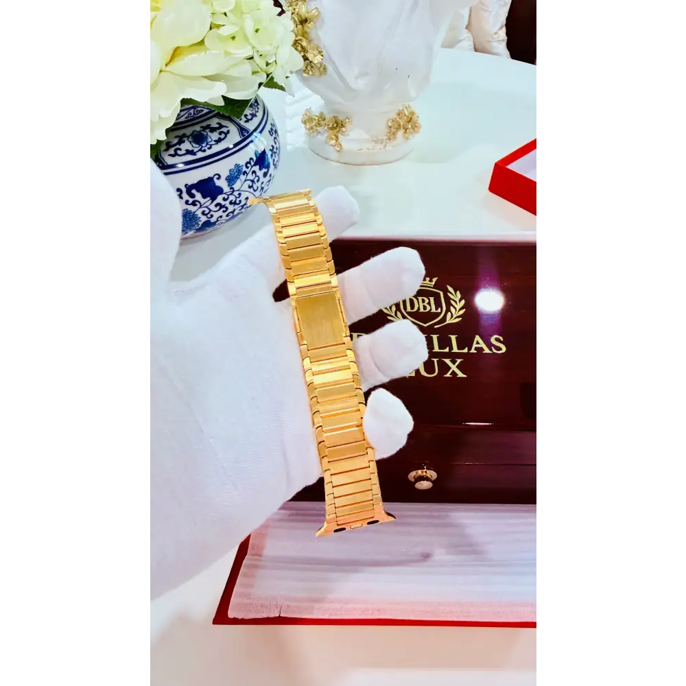 Custom 24k Gold Link Band for Apple Watch Any Series 44 45 46 and Ultra 1 2 3 - Band