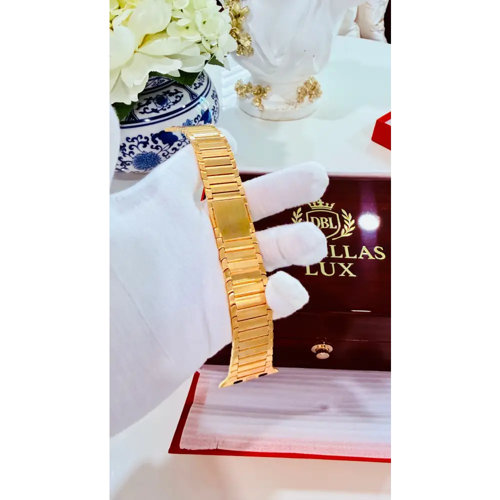 Custom 24k Gold Link Band for Apple Watch Any Series 44 45 46 and Ultra 1 2 3 - Band
