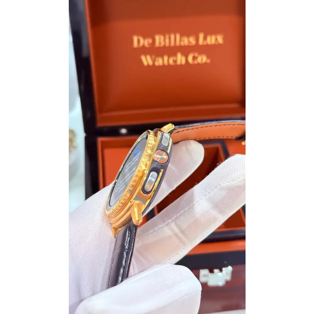 Custom 24k Gold Plated 46mm Samsung Galaxy Watch 8 Classic Black Leather 2 Bands