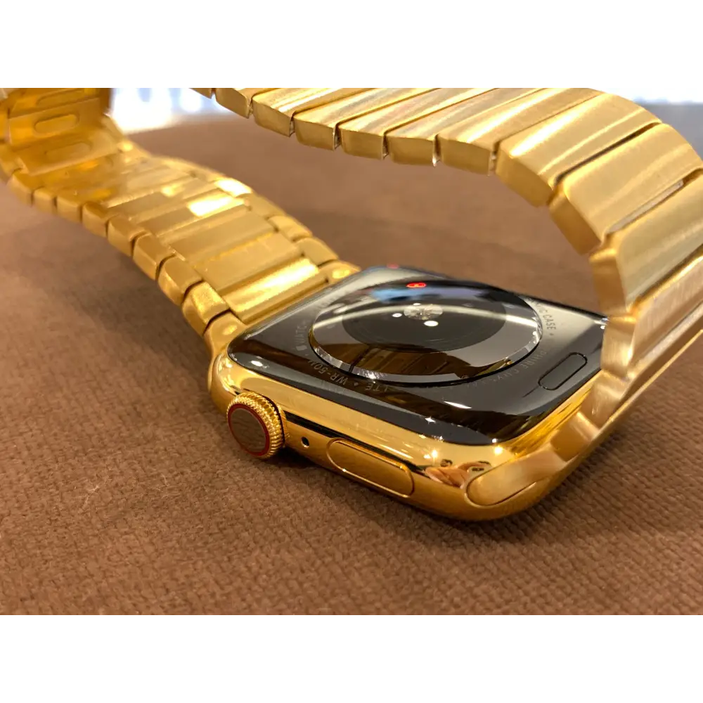 Custom 24k Gold Plated Apple Link Band for Apple Watch 42 44 45 49mm Any Series Ultra 1 2
