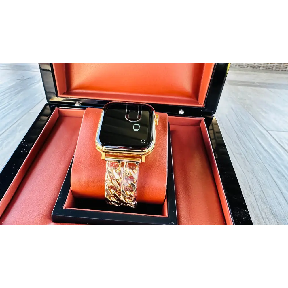 Custom 24K Gold Plated Chain Link Band for Apple Watch (44mm / 45mm / 46mm / 49mm)