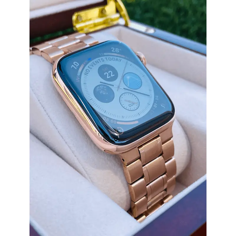 Custom 24k Rose Gold 41mm Apple Watch Series 9 with Rose Gold Link Band