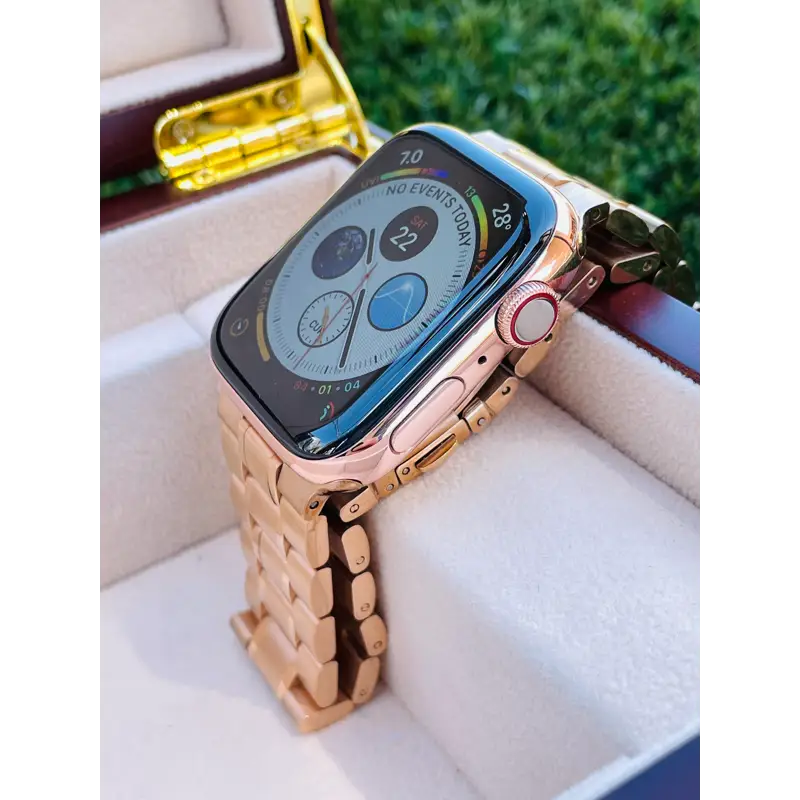 Custom 24k Rose Gold 41mm Apple Watch Series 9 with Rose Gold Link Band