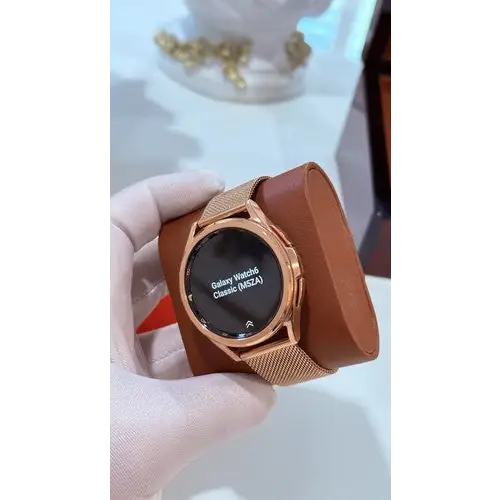 Custom 24k ROSE Gold Plated 47mm Samsung Galaxy Watch 6 Gold Bezel Gray Band
