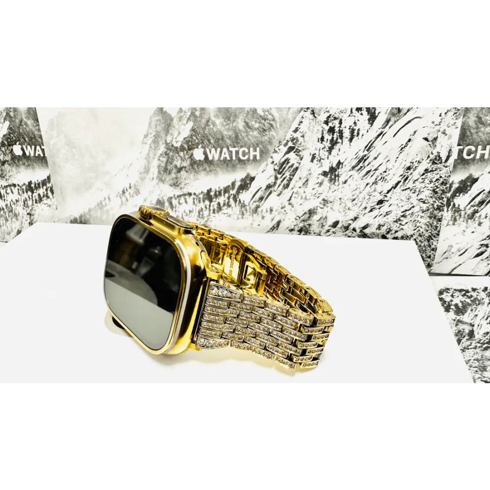 Custom Apple Watch Ultra 2 49mm Anodized Gold with Diamond Gold Plated Band