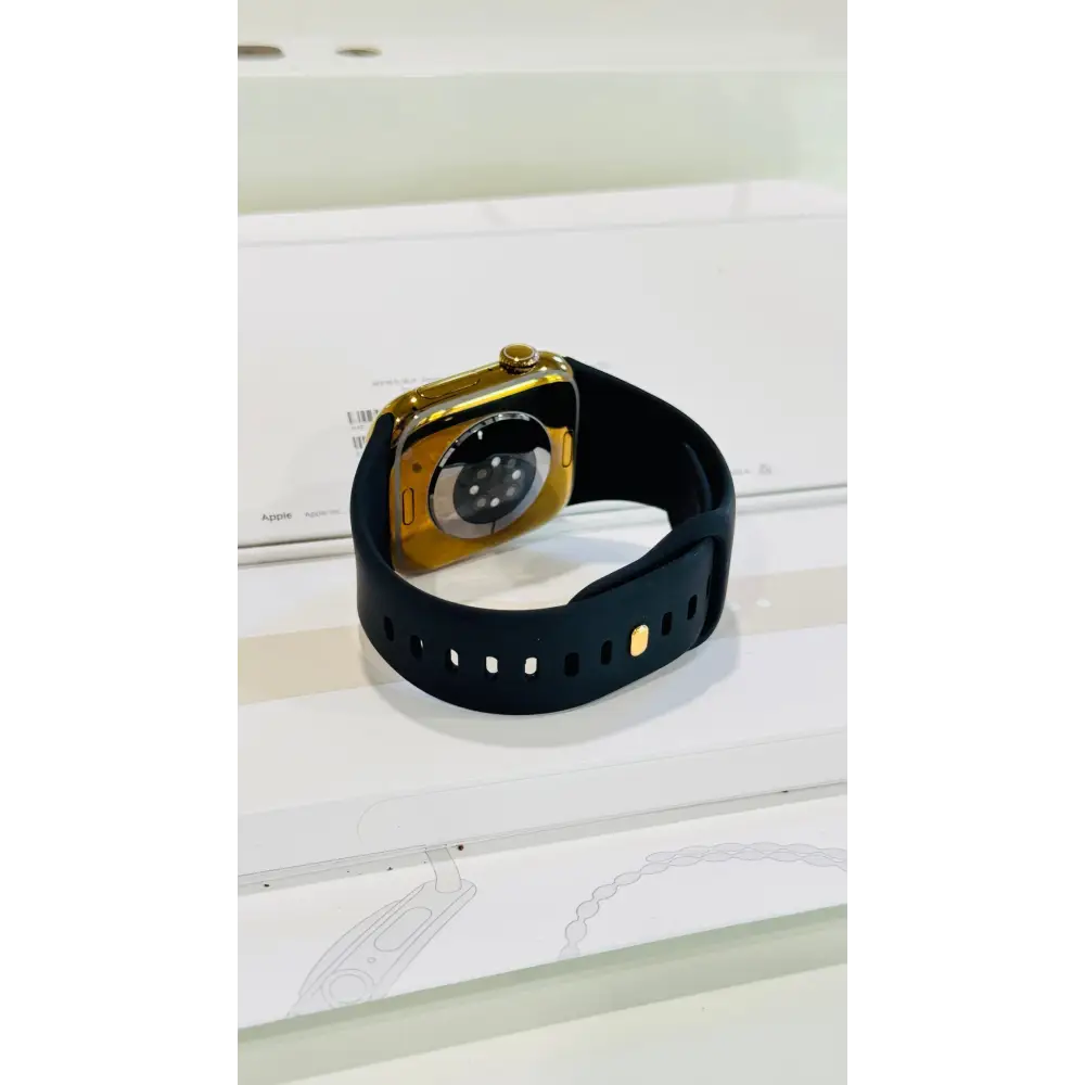 De Billas Lux Custom Polished Gold 46mm Apple Watch Series Black Band — product image 3
