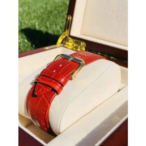 Red Alligator Leather For Apple Watch Any SERIES Size 44 45 49mm – BAND ONLY