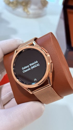 Custom 24k ROSE Gold Plated 47mm Samsung Galaxy Watch 6 Gold Bezel Gray Band