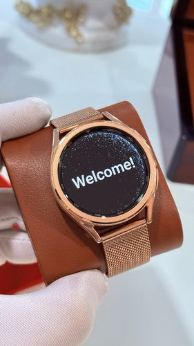 Custom 24k ROSE Gold Plated 47mm Samsung Galaxy Watch 6 Gold Bezel Gray Band