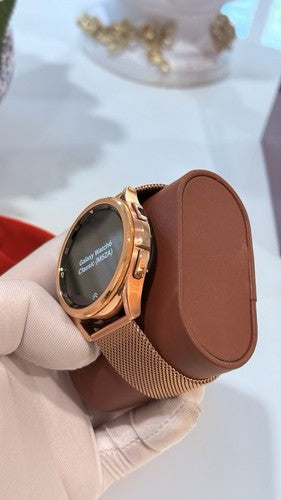 Custom 24k ROSE Gold Plated 47mm Samsung Galaxy Watch 6 Gold Bezel Gray Band