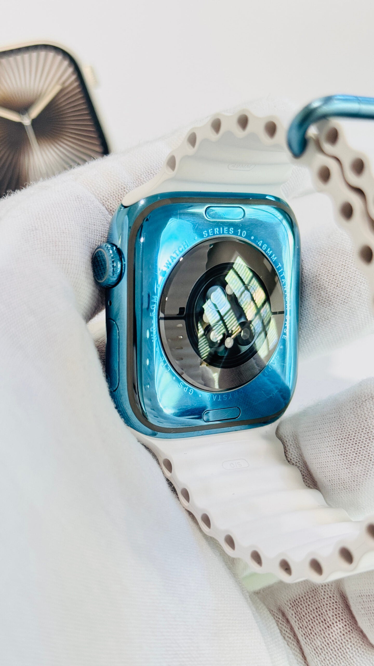 Custom Polished Sky Blue 46mm Apple Watch Series 10 Titanium – 2024 Release – LTE GPS