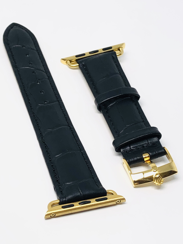 44mm/42mm Rolex Leather Band with 24K Plated Buckle for Apple Watch