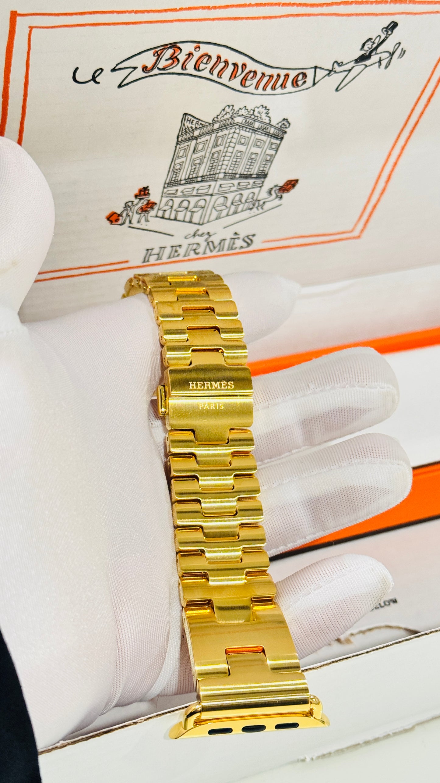 Apple Hermès Grand H Link Band | Custom 24K Gold or Rose Gold Plated