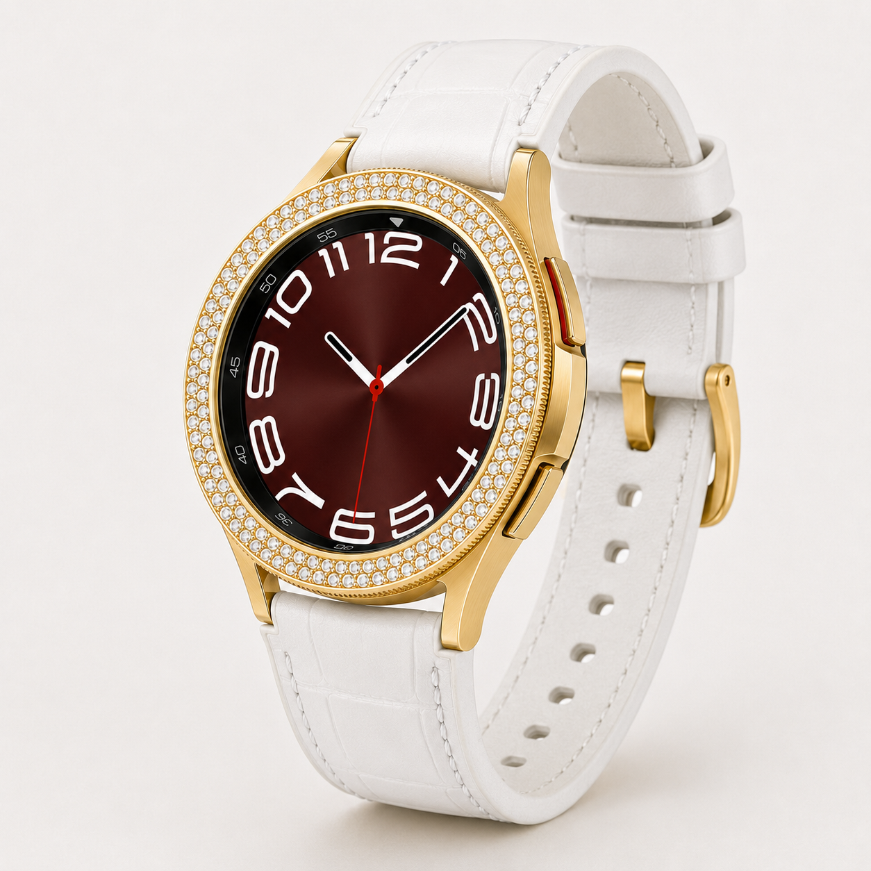 Custom 24K Gold-Plated Samsung Galaxy Watch6 Classic LTE – Crystal Bezel & Pavé Band – 43mm or 47mm