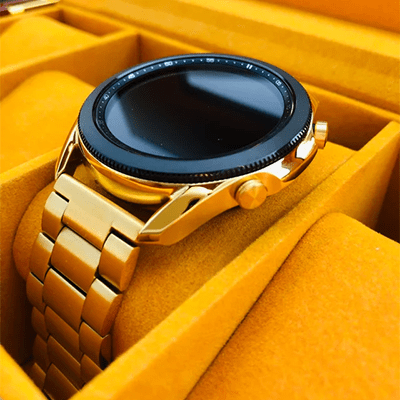 Custom 24k Gold Plated 45mm Galaxy Watch 3 with Gold Links Band – 2020 release
