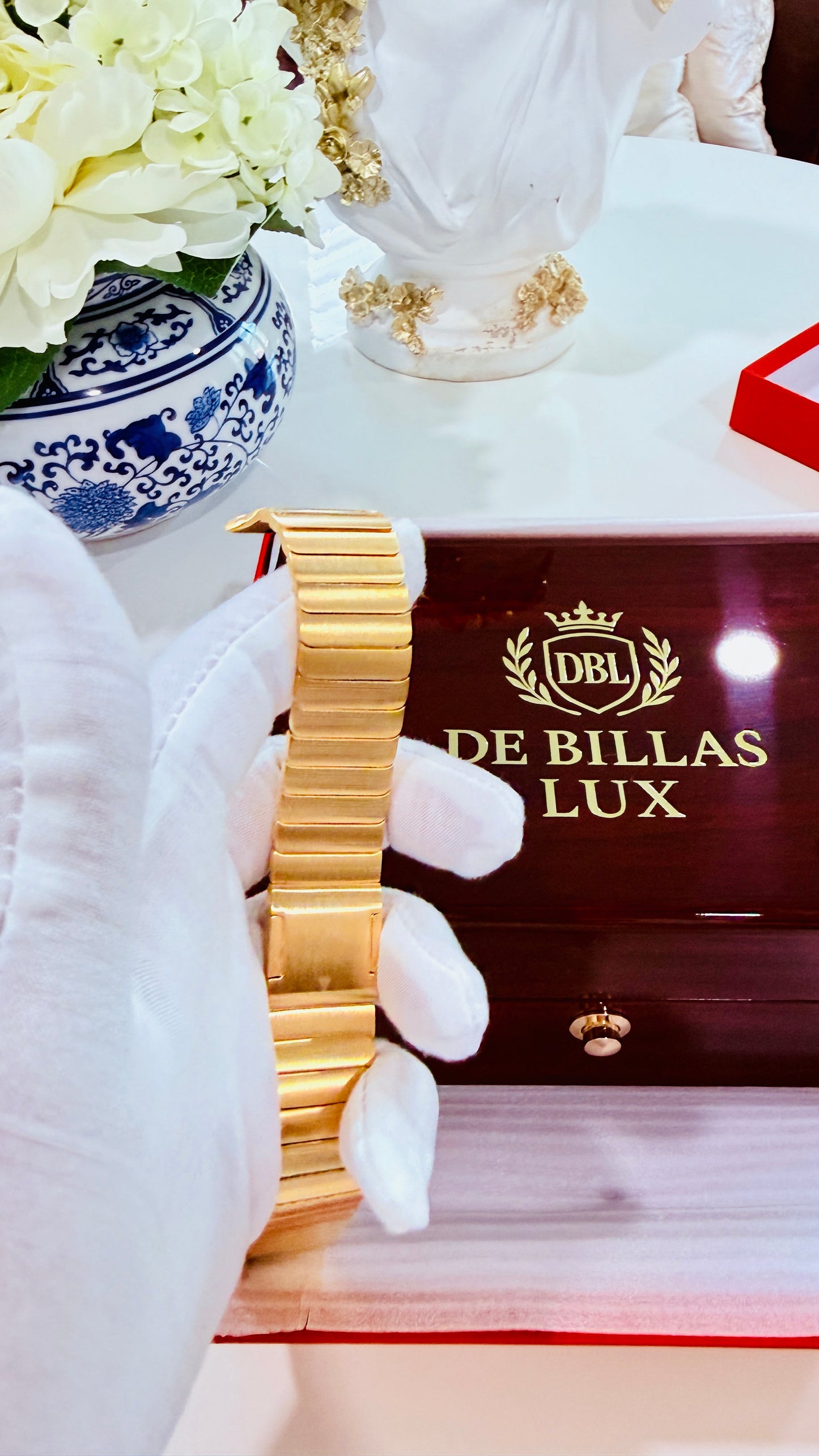 Custom 24k Gold Link Band for Apple Watch Any Series 44 45 46 and Ultra 1 2 3