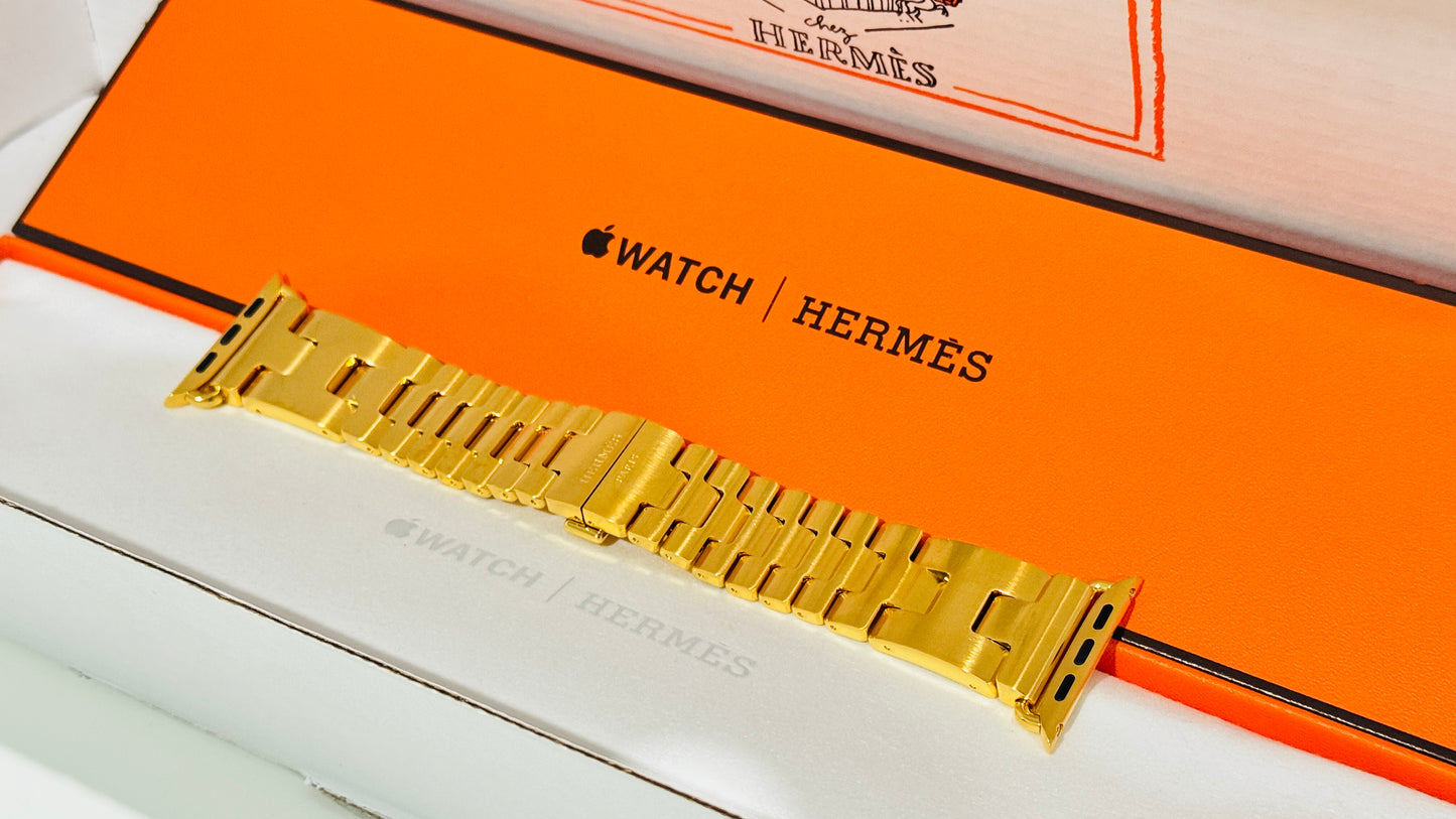 Apple Hermès Grand H Link Band | Custom 24K Gold or Rose Gold Plated