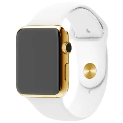 24K Gold Apple Watch SERIES 9 with White Sports Band Stainless Steel