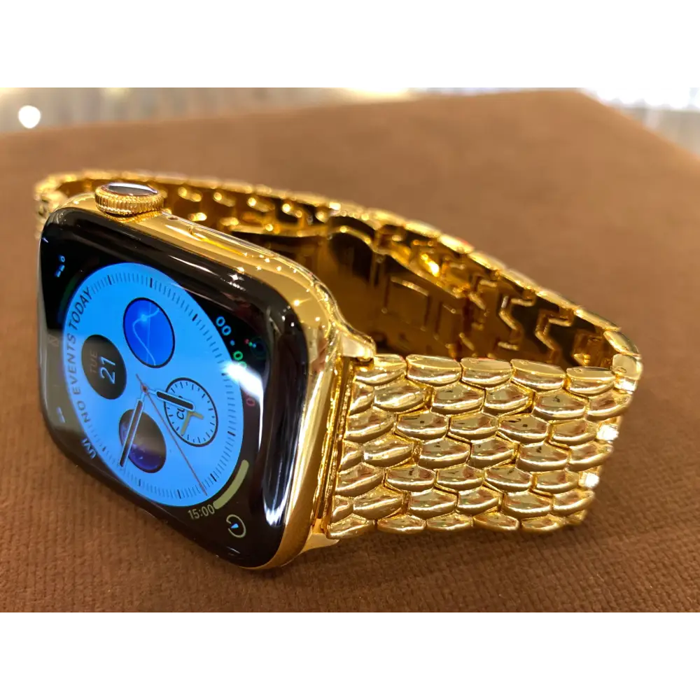 24K Gold Plated 45mm Apple Watch SERIES 9 with 24k Gold Plated Link Band Butterfly Buckle