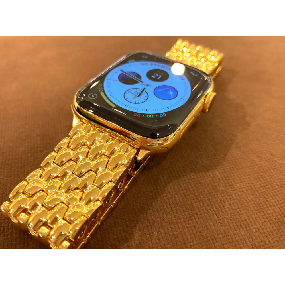 24K Gold Plated 45mm Apple Watch SERIES 9 with 24k Gold Plated Link Band Butterfly Buckle