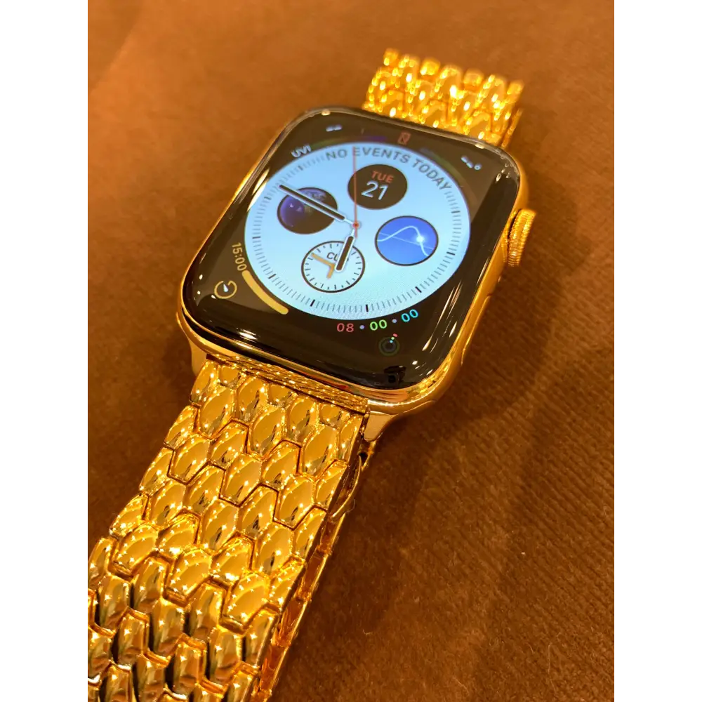 24K Gold Plated 45mm Apple Watch SERIES 9 with 24k Gold Plated Link Band Butterfly Buckle
