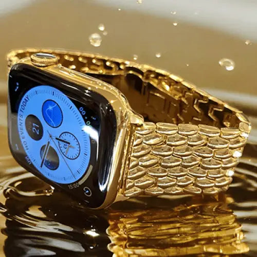 24K Gold Plated 45mm Apple Watch SERIES 9 with 24k Gold Plated Link Band Butterfly Buckle