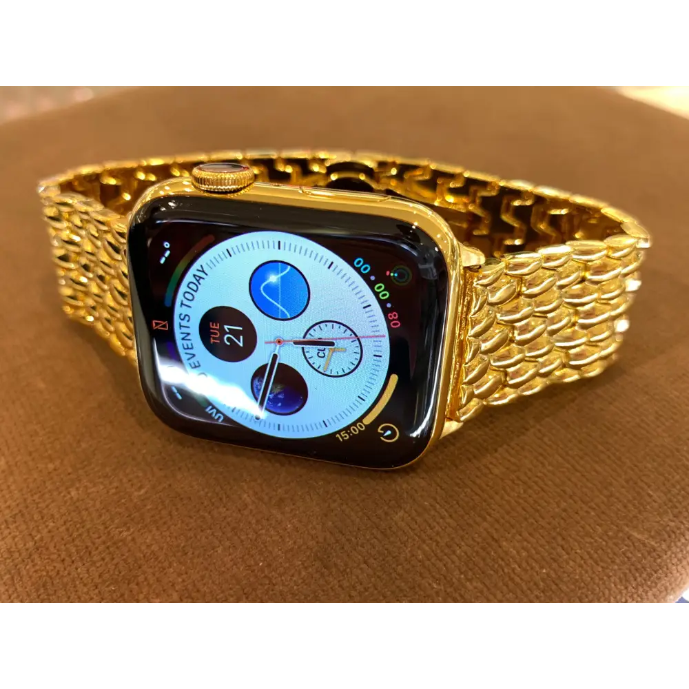 24K Gold Plated 45mm Apple Watch SERIES 9 with 24k Gold Plated Link Band Butterfly Buckle