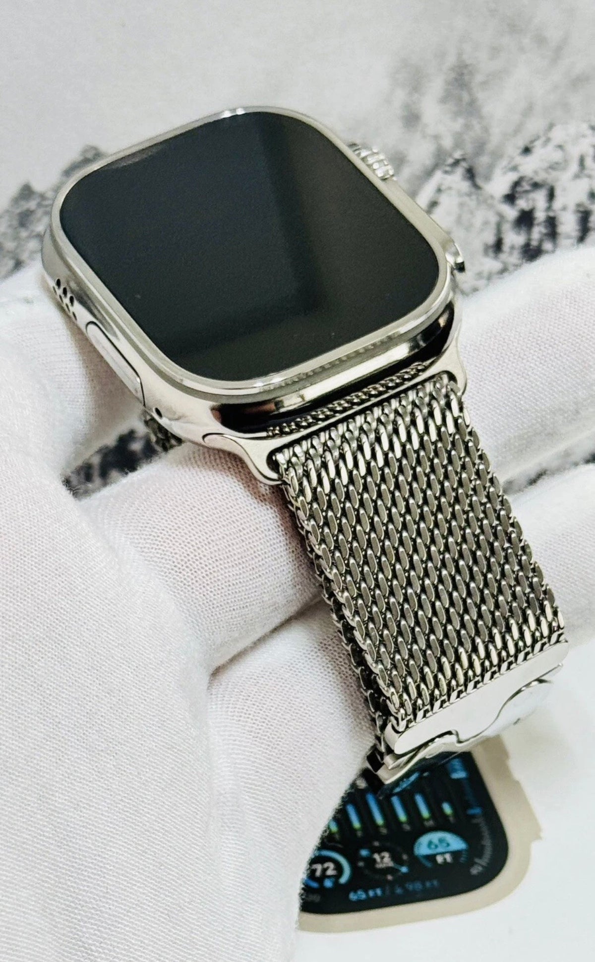 De Billas Lux Custom Polished Authentic Apple Titanium Milanese Loop Band for Apple Watch Ultra and Series 44 45 49mm –