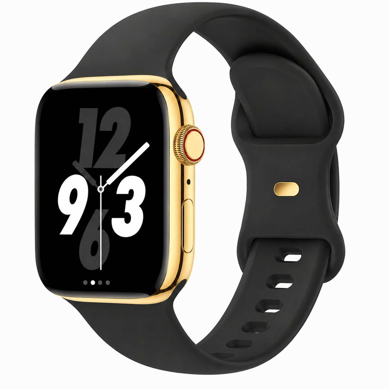 Apple Watch Series 9 Stainless Steel 41mm / 45mm – Custom 24K Gold Plated with Sport Band Color Choice