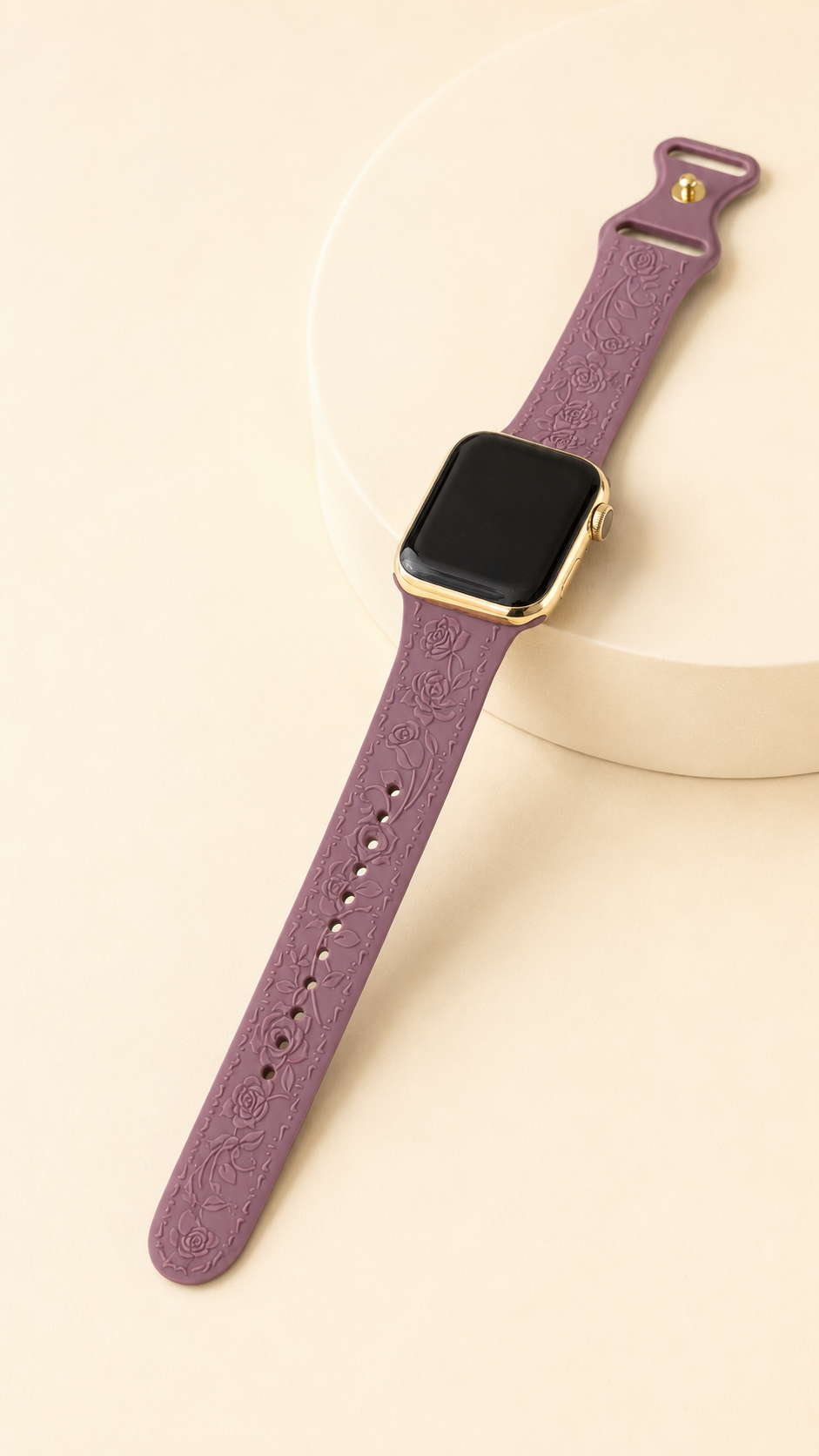 Custom 24K Gold-Plated Apple Watch Series 9 with Purple Coquette Sport Band