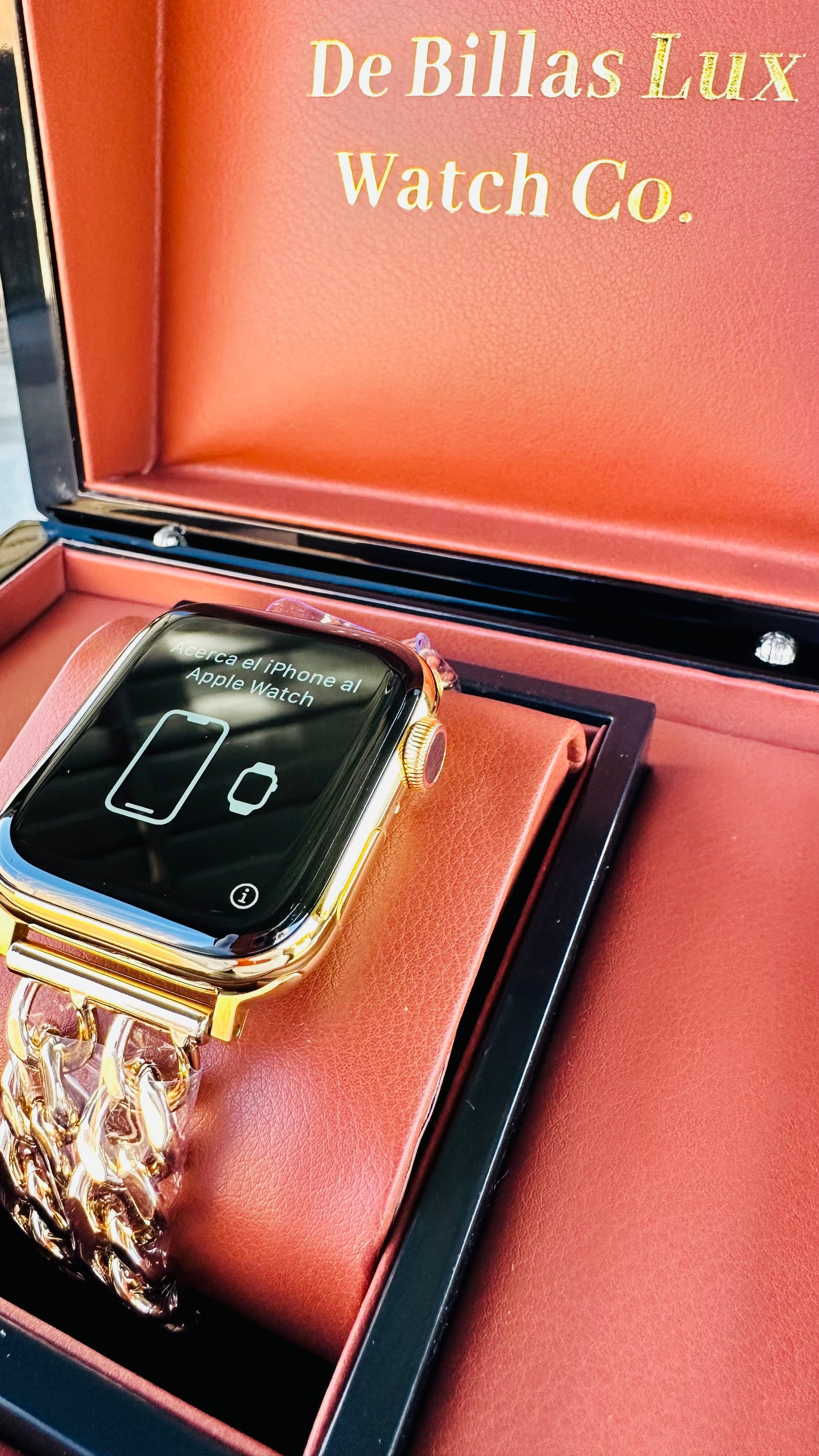 Custom 24K Gold Plated Chain Link Band for Apple Watch (44mm / 45mm / 46mm / 49mm)